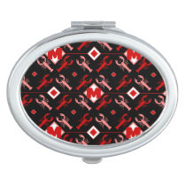 Red &amp; Black Lobster &amp; Monogram | Coastal Sea Life Compact Mirror