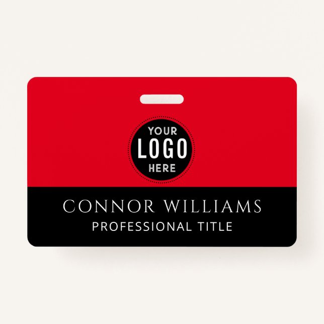 Red Black Logo Employee ID Badge (Front)