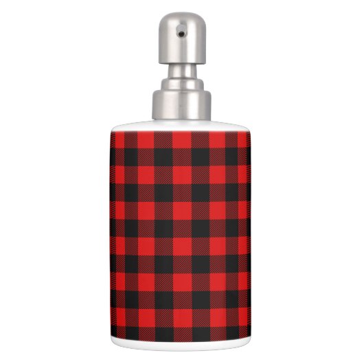 Red Black Lumberjack Buffalo Plaid Pattern Bath Set (Front)
