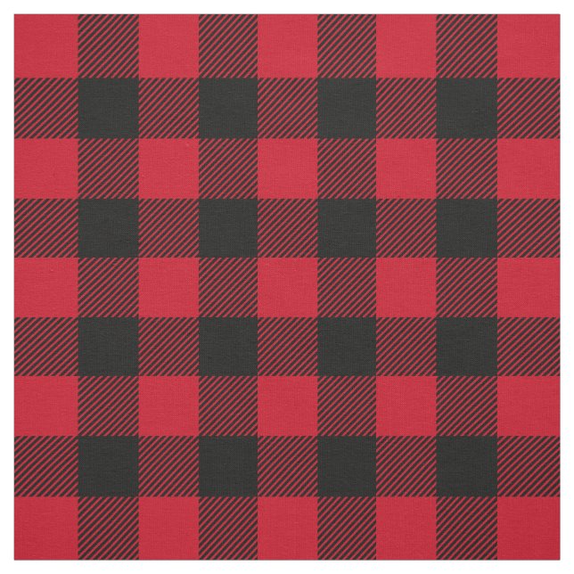 Red Black Lumberjack Buffalo Plaid Pattern Fabric (Swatch)
