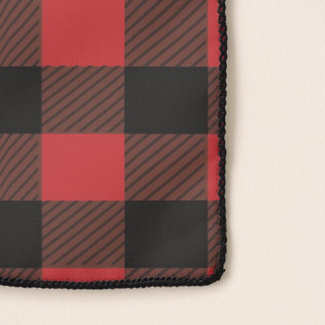 Red Black Lumberjack Buffalo Plaid Scarf (Detail)