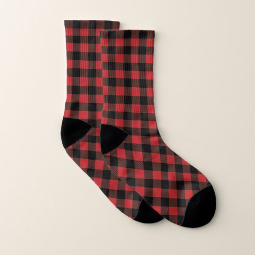 Red Black Lumberjack Buffalo Plaid Socks