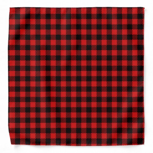 Red Black Lumberjack Checkered Plaid Bandana