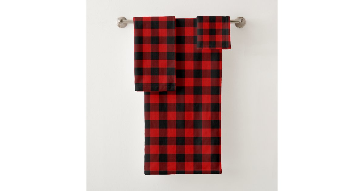Red Black Lumberjack Plaid Bath Towel Set Zazzle