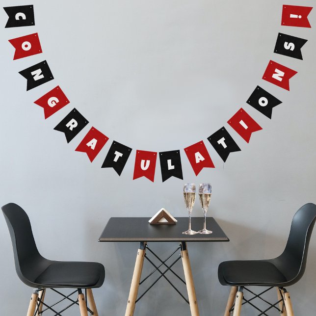 Red & Black Male Corporate Congratulations Custom Bunting Flags (Creator Uploaded)