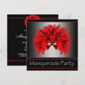 Red Black Mask Masquerade Party Invitation | Zazzle