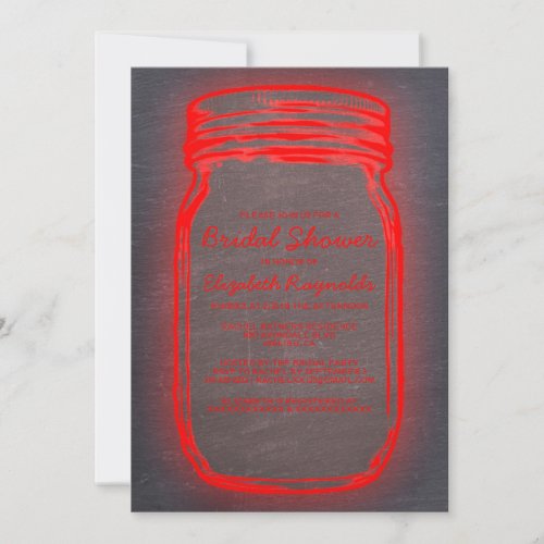 Red &amp; Black Mason Jar Bridal Shower Invitations