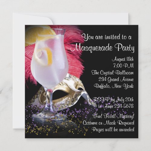 Red Black Masquerade Party Invitations