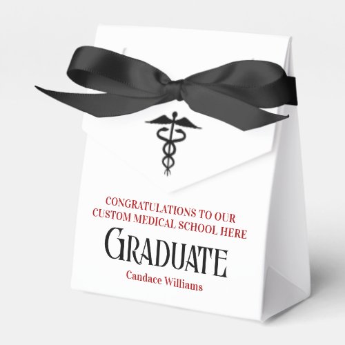 Red Black Medical School Custom Graduation Party Favor Boxes
