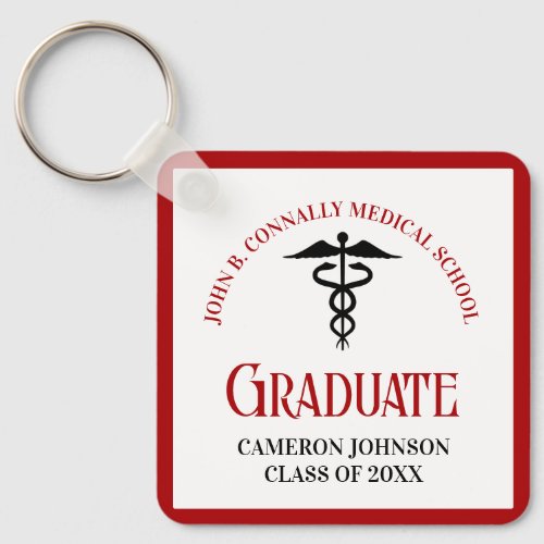 Red Black Medical School Graduate Keepsake Keychain
