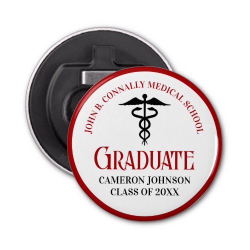 Red Black Medical School Graduation Keepsake Bottle Opener