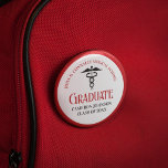 Red Black Medical School Graduation Keepsake Button<br><div class="desc">This modern red and black custom medical school graduation button features modern typography for a class of 2024 graduate. Customize with your graduating year under the caduceus symbol for a great personalized nurse or doctor keepsake gift or name tag for a physician conference.</div>