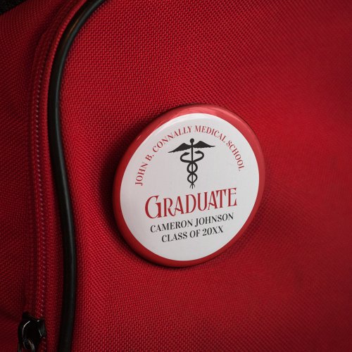 Red Black Medical School Graduation Keepsake Button
