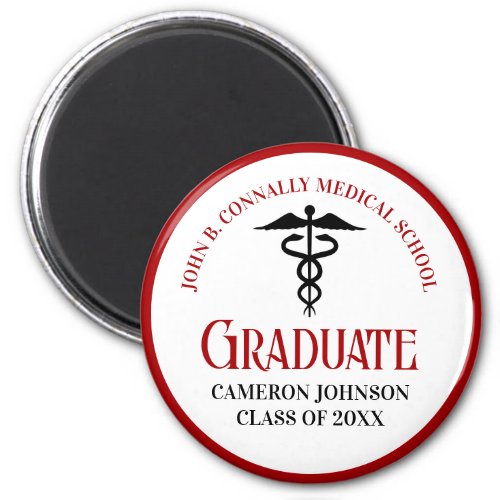 Red Black Medical School Graduation Keepsake Magnet