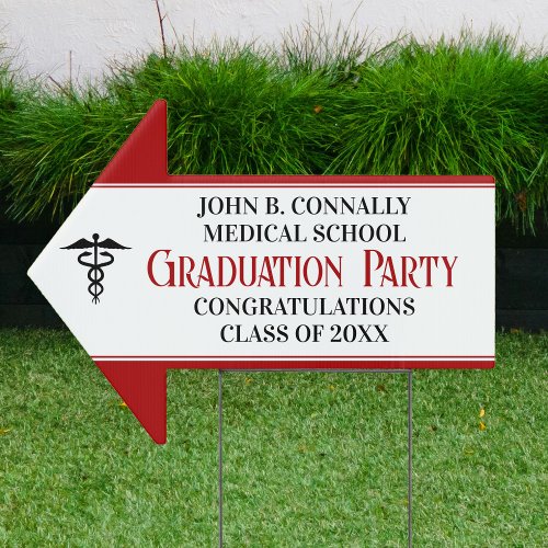 Red Black Medical School Graduation Party Yard Sign