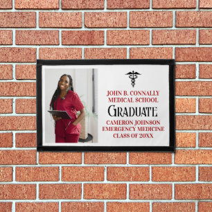 Red Black Medical School Graduation Photo Pennant