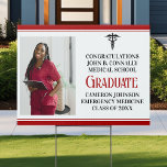 Red Black Medical School Graduation Photo Yard Sign