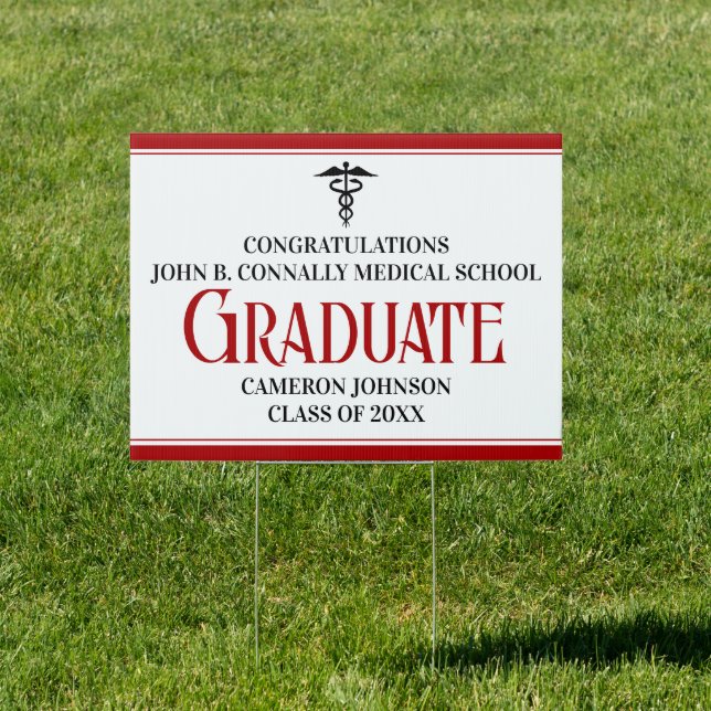 Red Black Medical School Graduation Yard Sign (Insitu)