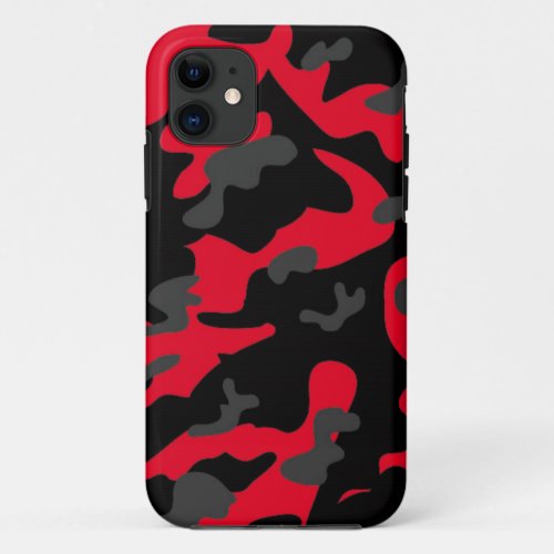 Red black military camouflage textures iPhone 11 case