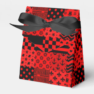 Red Black Mixed Patterns Patchwork Design  Favor Boxes