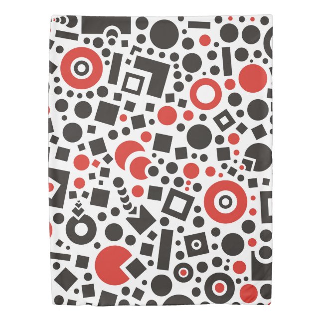 Red & Black Modern Art Deco Duvet Cover (Front)