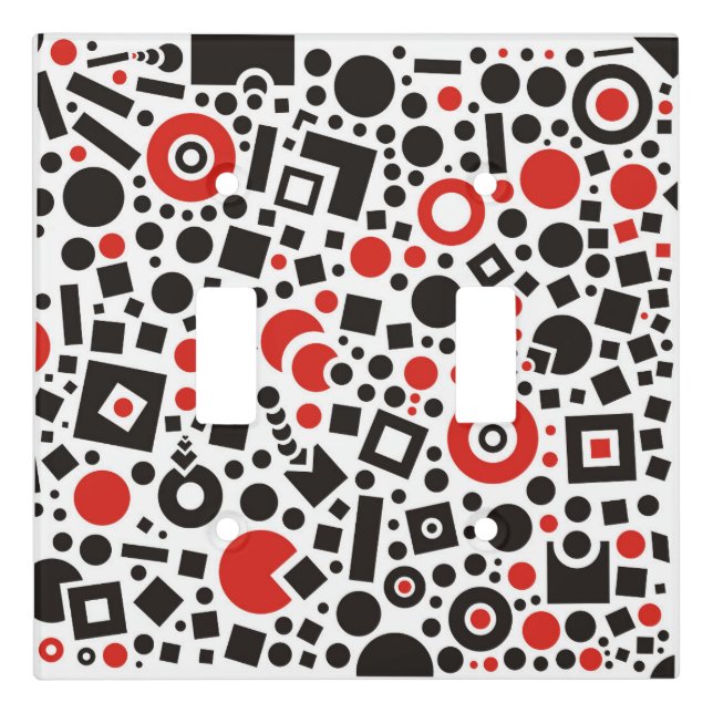 Red & Black Modern Art Deco Light Switch Cover (Front)