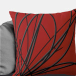 Red & Black, Modern Artistic Abstract Throw Pillow<br><div class="desc">Modern throw pillow features an artistic abstract linear composition in red, black and gray. An artistic abstract design with an organic linear pattern features black and grey organic lines that swirl from left to right on a red background. This decorative pillow is bound to add a splash of color to...</div>