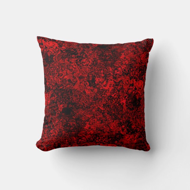 Red & Black Modern Elegant Abstract Pattern Throw Pillow (Front)
