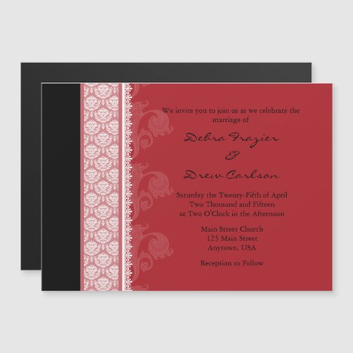 Red Black Modern Magnetic Wedding Invitation