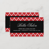 Red & Black Modern Moroccan Lattice Business Card (Front/Back)