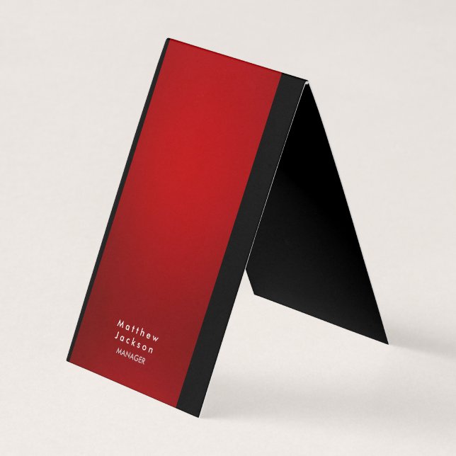 Red Black Modern Plain Professional Manager Business Card (Front)