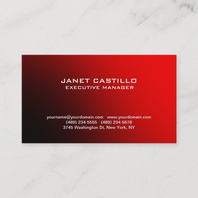 Red Black Modern Professional Personal Simple Business Card (Front)