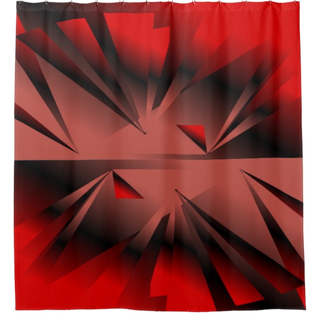 Red & Black Modern Shower Curtain (Front)