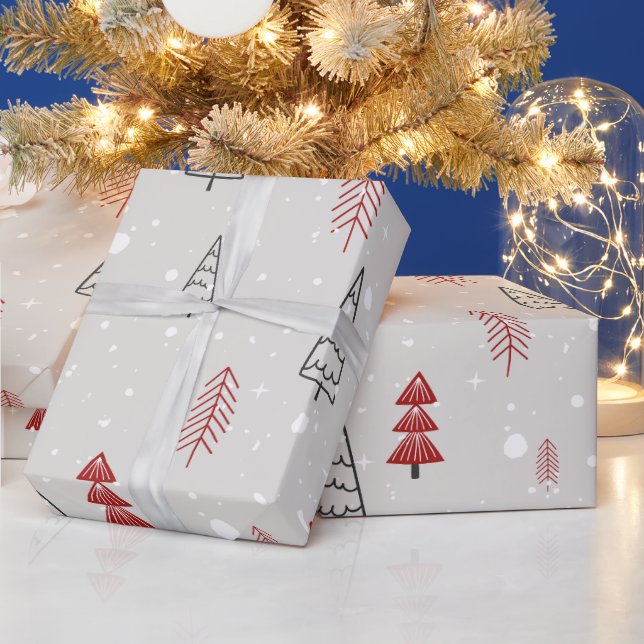 red black Modern simple geometric Christmas tree  Wrapping Paper (Holidays)