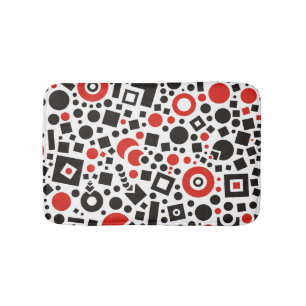 Red & Black Modern Tech Art Deco Bath Mat