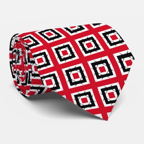 Red  Black Modern Trendy Geometric Pattern Neck Tie