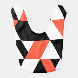 Red-black, modern, trendy, urban geometric design baby bib
