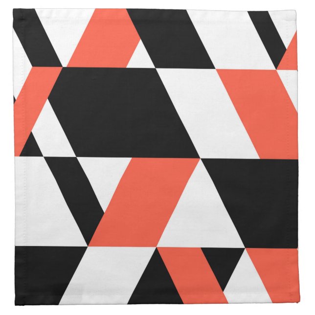 Red-black, modern, trendy, urban geometric design cloth napkin (Front)