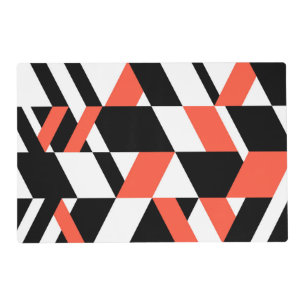 Red-black, modern, trendy, urban geometric design placemat