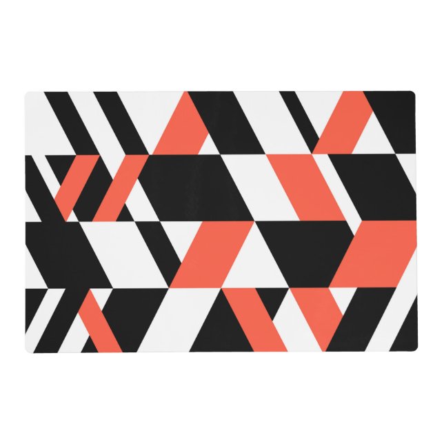 Red-black, modern, trendy, urban geometric design placemat (Back)