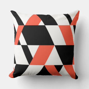 Red-black, modern, trendy, urban geometric design throw pillow