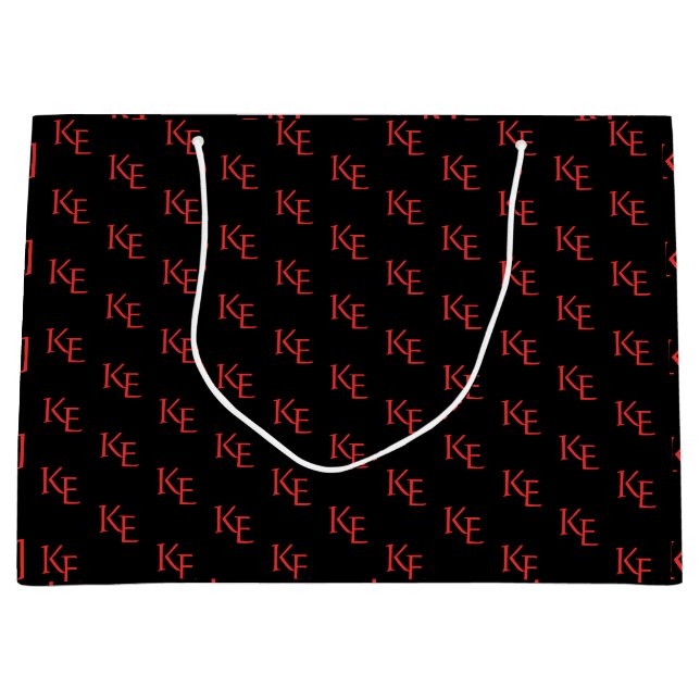 Red Black Monogram Minimal Gothic Wedding Large Gift Bag (Front)
