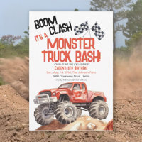 Red Black Monster Truck Bash Birthday