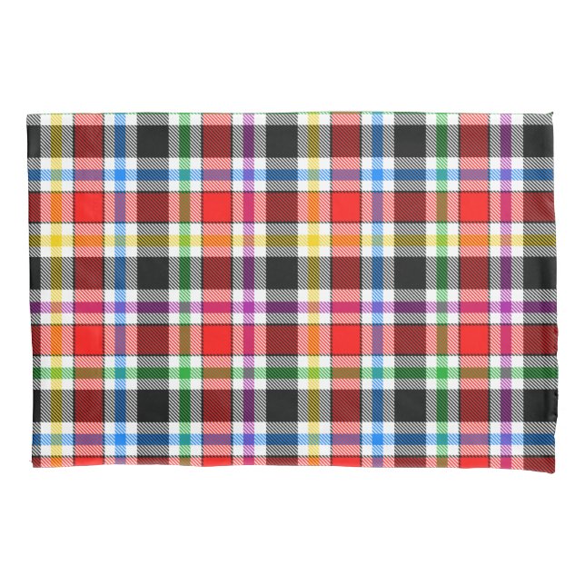 Red Black Multicolour Flannel Plaid Tartan Design Pillow Case (Front)