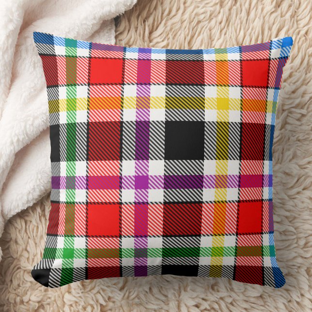 Red Black Multicolour Flannel Plaid Tartan Design Throw Pillow (Creator Uploaded)