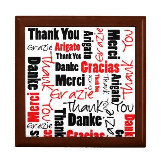Red Black Multilingual Thank You Typography Keepsake Box