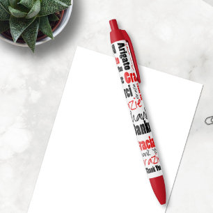 Red Black Multilingual Thank You Typography Pen