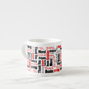 Red Black Multilingual Thank You Word Cloud Espresso Cup