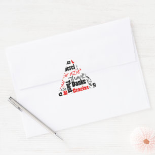 Red Black Multilingual Thank You Word Cloud Triangle Sticker