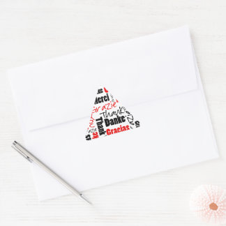 Red Black Multilingual Thank You Word Cloud Triangle Sticker